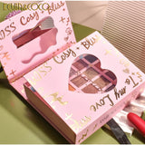 Set cosmetice Kevin&Coco, 4 Lip gloss, paleta farduri 40 culori nuante nude / rose, cutie cadou, Fara Sulfati, Pudra Compacta, Clasic, 17 x 14 x 5 cm, multicolor - vivimall.ro