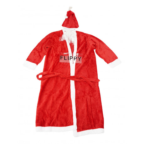 Set Costum de Mos Craciun, Vivimall, rosu, pentru adulti, catifea, 4 piese - vivimall.ro