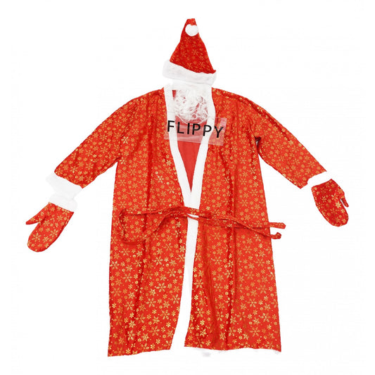 Set Costum de Mos Craciun, Vivimall, rosu, pentru adulti, catifea, 5 piese - vivimall.ro