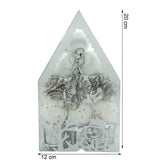 Set de 12 ornamente de brad, Vivimall, de tip Glob, Alb/ Argintiu, din polistiren, cu finisaj sclipitor , cutie  4  cm adancime x 20  cm inaltime x 12  cm lungime) - vivimall.ro