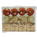 12 Darabos Karácsonyi Dísz Készlet, Gömb Formájú, Réz/, Polisztirol, Csillámos Bevonattal, Doboz 6 Cm Mélység X 23 Cm Hossz X 18 Cm Magasság