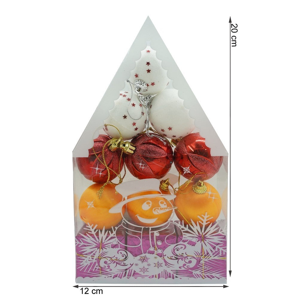 Set de 12 ornamente de brad, Flippy, de tip Glob, Multicolor, din polistiren, cu finisaj sclipitor , cutie  4  cm adancime x 20  cm inaltime x 12  cm lungime) - vivimall.ro