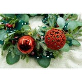 Set de 12 ornamente de brad, Vivimall, de tip Glob, Rosu/ Auriu, din plastic, cu finisaj sclipitor , cutie  6  cm adancime x 23  cm lungime x 18  cm inaltime - vivimall.ro