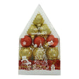 Set de 12 ornamente de brad, Vivimall, de tip Glob, Rosu/ Auriu, din polistiren, cu finisaj sclipitor , cutie  4  cm adancime x 20  cm inaltime x 12  cm lungime) - vivimall.ro