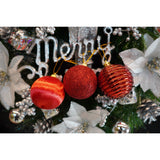 12 darabos karácsonyi díszkészlet, gömb alakú, polisztirolból készült, csillámos bevonattal, doboz méretei: 6 cm mélység x 23 cm hosszúság x 18 cm magasság