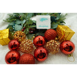 Set de 20 ornamente de brad, Vivimall, de tip Glob, Rosu/ Auriu, din polistiren, cu finisaj sclipitor , cutie  6  cm adancime x 29  cm lungime x 24  cm inaltime - vivimall.ro