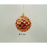 Set de 24 ornamente de brad, Flippy, de tip Glob, Alb/ Rosu, cu ø de 7 cm, din plastic, cu finisaj sclipitor , cutie  16  cm lungime x 36  cm inaltime x 16  cm adancime - vivimall.ro