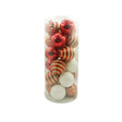 Set de 24 ornamente de brad, Vivimall, de tip Glob, Alb/ Rosu, cu ø de 7 cm, din plastic, cu finisaj sclipitor , cutie  16  cm lungime x 36  cm inaltime x 16  cm adancime - vivimall.ro