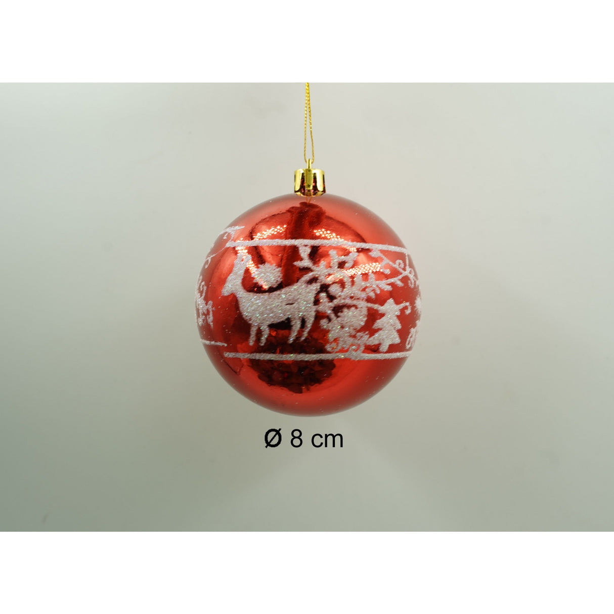 Set de 24 ornamente de brad, Vivimall, de tip Glob, Multicolor, cu ø de 8 cm, din plastic, cu finisaj sclipitor , cutie  19  cm lungime x 42  cm inaltime x 19  cm adancime - vivimall.ro