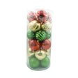 Set de 24 ornamente de brad, Vivimall, de tip Glob, Multicolor, cu ø de 8 cm, din plastic, cu finisaj sclipitor , cutie  19  cm lungime x 42  cm inaltime x 19  cm adancime - vivimall.ro