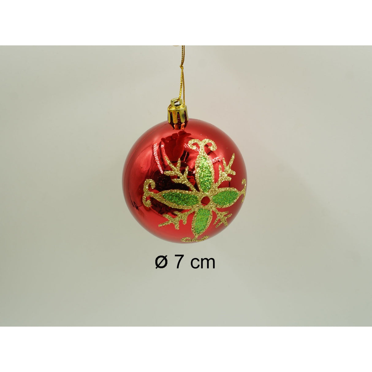 Set de 24 ornamente de brad, Flippy, de tip Glob, Rosu/ Auriu, cu ø de 7 cm, din plastic, cu finisaj sclipitor , cutie  16  cm lungime x 36  cm inaltime x 16  cm adancime - vivimall.ro