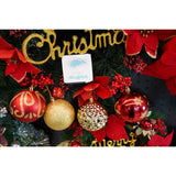 Set de 24 ornamente de brad, Vivimall, de tip Glob, Rosu/ Auriu, cu ø de 8 cm, din plastic, cu finisaj sclipitor , cutie  19  cm lungime x 42  cm inaltime x 19  cm adancime - vivimall.ro