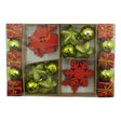 Set de 24 ornamente de brad, Vivimall, de tip Glob, Rosu/ Auriu, din polistiren, cu finisaj sclipitor , cutie  3  cm adancime x 20  cm lungime x 14  cm inaltime - vivimall.ro