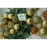 Set de 28 ornamente de brad, Vivimall, de tip Glob, Cupru/ Auriu, din polistiren, cu finisaj sclipitor , cutie  18  cm adancime x 22  cm inaltime x 18  cm lungime) - vivimall.ro