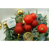 Set de 28 ornamente de brad, Vivimall, de tip Glob, Rosu/ Auriu, din polistiren, cu finisaj sclipitor , cutie  18  cm adancime x 22  cm inaltime x 18  cm lungime) - vivimall.ro