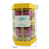 Set de 35 ornamente de brad, Vivimall, de tip Glob, Auriu/ Mov, din polistiren, cu finisaj sclipitor , cutie  14  cm adancime x 23  cm inaltime x 14  cm lungime) - vivimall.ro