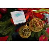 Set de 4 ornamente de brad, Vivimall, de tip Glob, Auriu, cu ø de 8 cm, din metal, cu finisaj sclipitor , cutie  8  cm adancime x 32  cm lungime x 8  cm inaltime - vivimall.ro