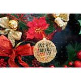 Set de 4 ornamente de brad, Vivimall, de tip Glob, Auriu, cu ø de 8 cm, din metal, cu finisaj sclipitor , cutie  8  cm adancime x 32  cm lungime x 8  cm inaltime - vivimall.ro