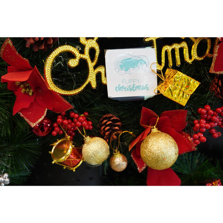 45 darabos karácsonyi díszkészlet, gömb alakú, polisztirolból készült, csillámos bevonattal, doboz méretei: 8 cm mélység x 24 cm hosszúság x 16 cm magasság