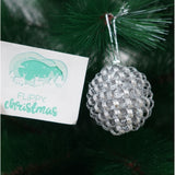 6 db-os karácsonyi díszkészlet, gömb alakú, 6 cm átmérőjű, fém, fényes felülettel, doboz méretei: 6 cm mélység x 34 cm hosszúság x 6 cm magasság