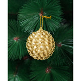 6 db-os karácsonyi díszkészlet, gömb alakú, 6 cm átmérőjű, fém, fényes felülettel, doboz méretei: 6 cm mélység x 34 cm hosszúság x 6 cm magasság