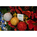 Set de 6  ornamente de brad, Vivimall, de tip Glob, Multicolor, cu ø de 8 cm, din polistiren, cu finisaj sclipitor , cutie  16  cm inaltime x 24  cm lungime x 8  cm adancime - vivimall.ro