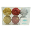Set de 6  ornamente de brad, Vivimall, de tip Glob, Multicolor, cu ø de 8 cm, din polistiren, cu finisaj sclipitor , cutie  16  cm inaltime x 24  cm lungime x 8  cm adancime - vivimall.ro