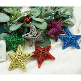 Set De 6 Ornamente De Brad, De Tip Stea, Din Plastic, Cu Finisaj Sclipitor, Cutie 3 Cm Adancime X 31 Cm Lungime X 9 Cm Inaltime
