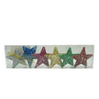 Set de 6 ornamente de brad, Vivimall, de tip Stea, Multicolor, din plastic, cu finisaj sclipitor , cutie  3  cm adancime x 31  cm lungime x 9  cm inaltime - vivimall.ro
