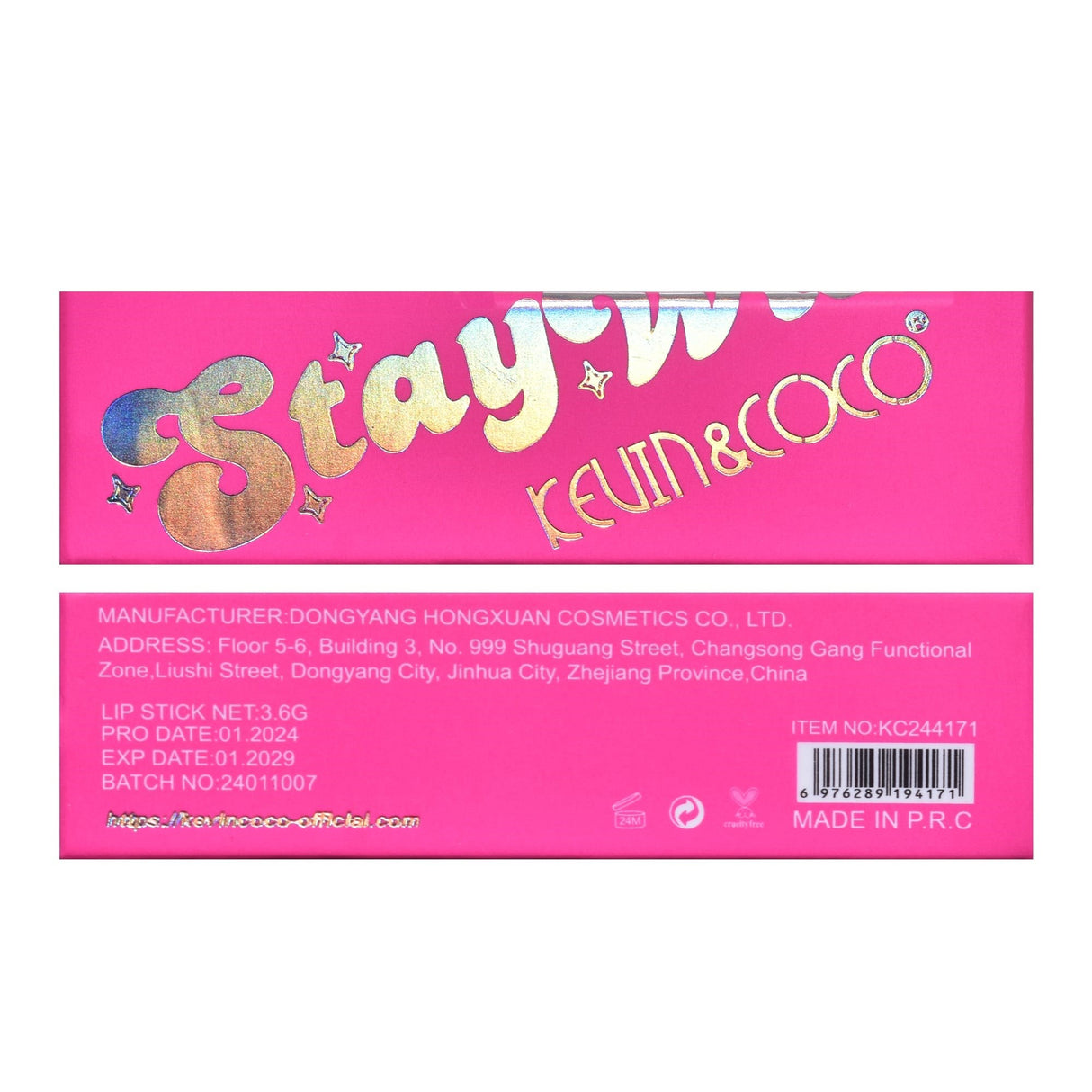 Set 4 Bucati Ruj de Buze, KEVIN & COCO, Stay Wild, Lip Stick, 8 x 2.3 x 2.3 cm - vivimall.ro