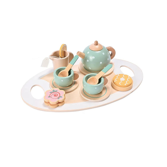 Set de Ceai Vivimall, din Lemn, 15 Piese, Vopsea Ecologica, +36 Luni, Multicolor Pastel - vivimall.ro