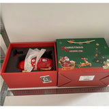 Set de Ceai, Vivimall, Tema Craciun, Ceainic 450 ml, 2 Cani 250 ml, Model Mos Craciun, Rosu/Auriu - vivimall.ro