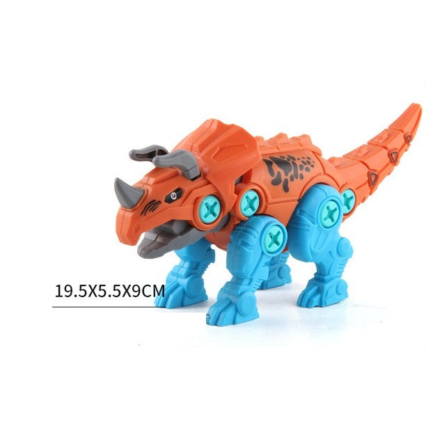 Set de Constructie/Asamblare, Vivimall, 4 Dinozauri, cu Bormasina Electrica, Baterii 2 x AA, Surubelnita si Cutie Depozitare, 22.5 x 14.5 x 15 cm, Multicolor - vivimall.ro