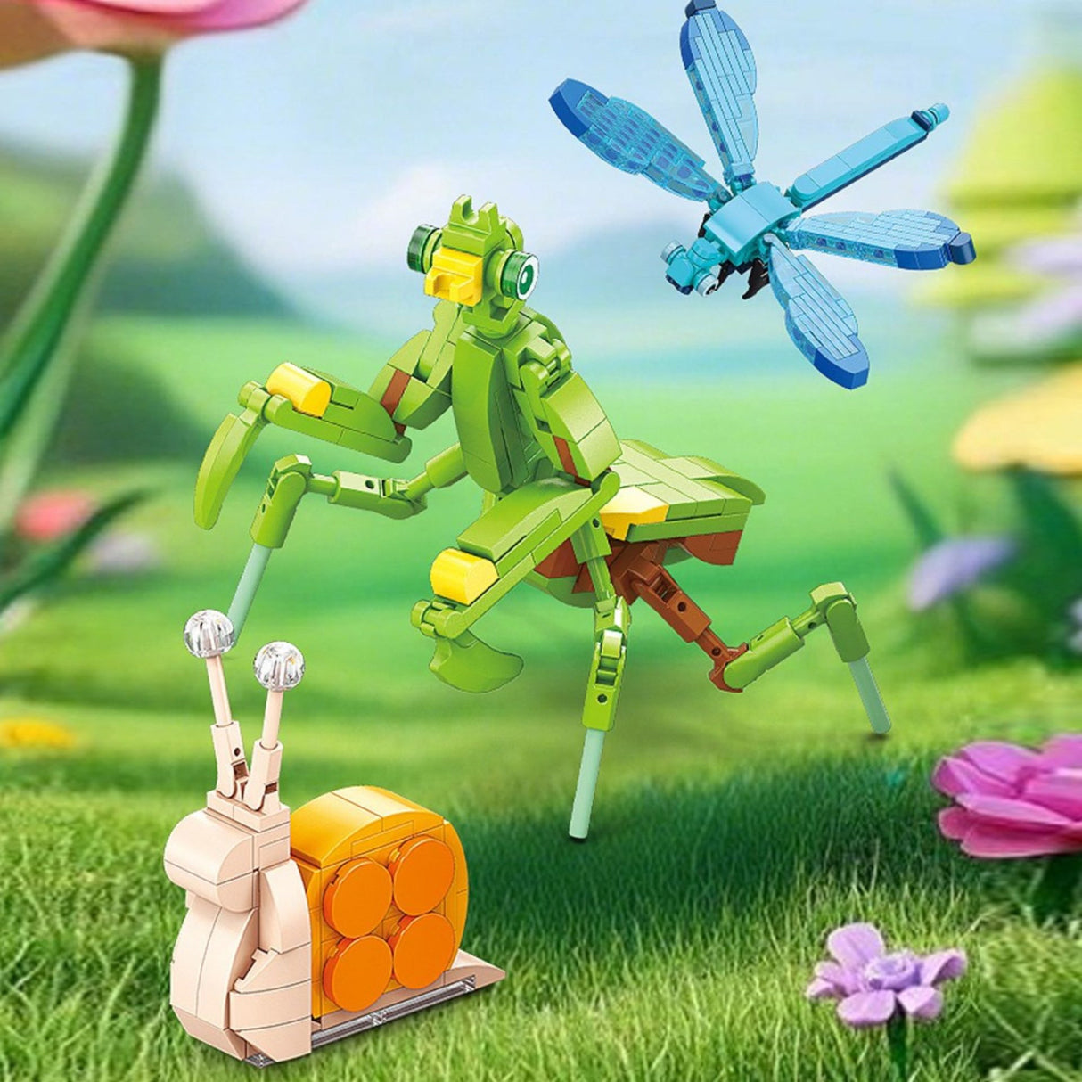 Set construcție Flippy Mantis, detaliu corp insectă 3D, material plastic ABS rezistent, vedere spate