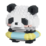 Set de Constructie, Flippy, Model Panda cu Cerc de Inot, 180 Piese, Model 3D, Jucarie Educativa STEM, +6 Ani, Plastic ABS, 7.8 x 4.1 x 11.3 cm, Verde Deschis - vivimall.ro