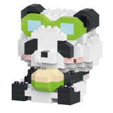Set de Constructie, Flippy, Model Panda cu Suc de Cocos, 168 Piese, Model 3D, Jucarie Educativa STEM, +6 Ani, Plastic ABS, 7.8 x 4.1 x 11.3 cm, Albastru Deschis - vivimall.ro