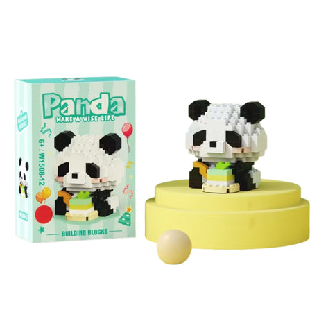 Set de construcție Flippy Panda cu Tort, 159 piese plastic ABS albastru pastel, vedere frontală cutie
