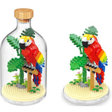 Set construit Vivimall Papagal 10x19,6 cm, vedere laterală model 3D asamblat din plastic rezistent