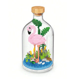 Set de construit în sticlă Flippy Flamingo, 485 piese plastic multicolor, vedere frontală cutie