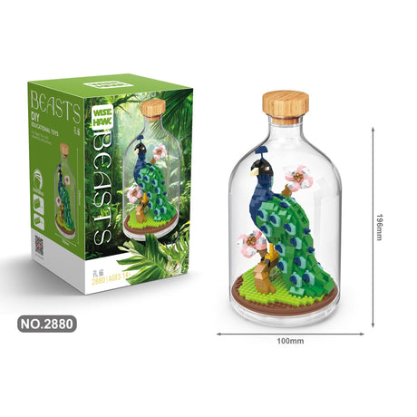 Detaliu piese plastic set construit Flippy model Păun, 651 componente colorate, vedere apropiată