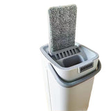 Set de Curatenie, Vivimall, Mop si Galeata, Capacitate 5.7 l, 4 Rezerve Microfibra Incluse, Plastic, Utilizare Umeda/Uscata, Stoarcere Fara Maini, Albastru/Alb - vivimall.ro