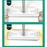 Set de curatenie Vivimall, mop si galeata, galeata 5.7 l, 4 rezerve microfibra incluse, design modern, pentru interior, material plastic, peri sintetici, plat, cu storcere, alb - vivimall.ro