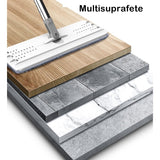 Set de curatenie Vivimall, mop si galeata, galeata 5.7 l, 4 rezerve microfibra incluse, design modern, pentru interior, material plastic, peri sintetici, plat, cu storcere, alb - vivimall.ro