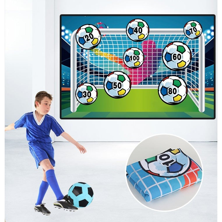 Set de Fotbal Vivimall, Joc Recreativ pentru Copii, Minge cu Scai, Poarta din Material Textil, 150 x 100 cm, Multicolor - vivimall.ro