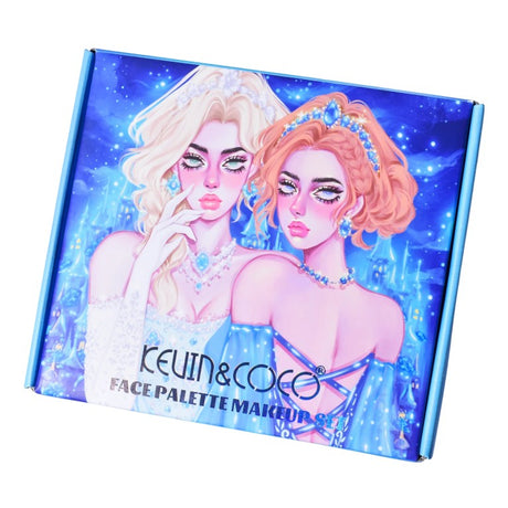 Set de Machiaj Kevin&Coco, 30 de Culori, Farduri de Pleoape, Iluminatoare Lichide, Lip Gloss-uri, Blush, Glitter, Model Regina Ghetii, 24.5x21.2x8.7 cm, Multicolor - vivimall.ro