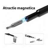 Set de Surubelnite 24-in-1 cu Clichet, Flippy, Set de Uz Casnic pentru Repararea Electronicelor Mici, Maner durabil Negru, 26.5 x 15 x 1.5 cm, Negru