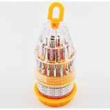 Set de Surubelnite 31-in-1 cu Clichet, Flippy, Set de Uz Casnic pentru Repararea Electronicelor Mici, Maner durabil Izolat Magnetic, 10 x 5 x 5 cm, Galben