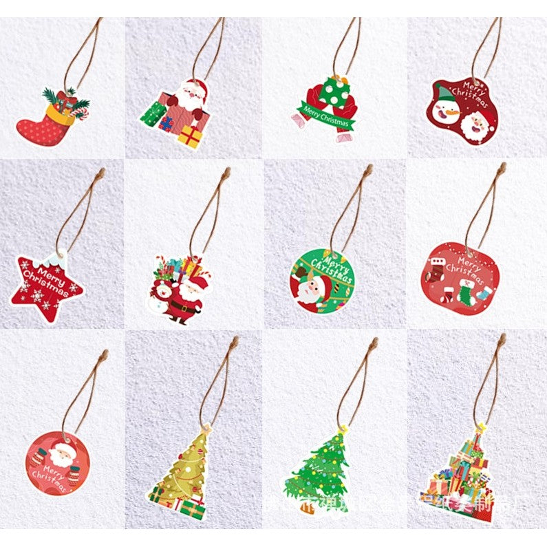 Set Decoratiuni de Craciun pentru Brad, Vivimall, Modele Variate, Sfoara Inclusa, 12 Piese, 6 x 7 cm, Model B, Multicolor - vivimall.ro