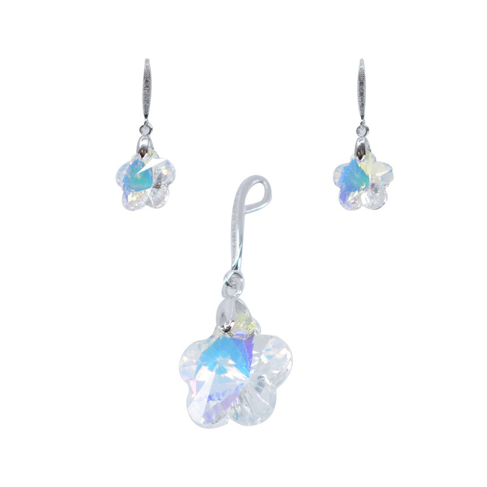 Set din Argint 925 cu Elemente tip Swarovski, Floare - vivimall.ro