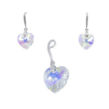 925 ezüst szett Swarovski elemekkel, szív